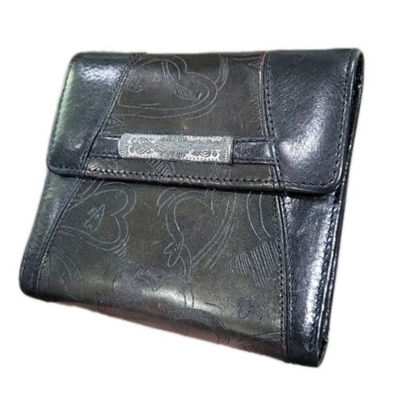Brighton Black Embossed Leather Wallet - Hearts & Paisley Design - Elegant Style - Picture 2 of 12